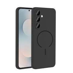 Samsung Galaxy S24 FE Kılıf Meta Lansman Magsafe Kamera Korumalı içi Kadife Yumuşak Renkli Süet Silikon Lacivert