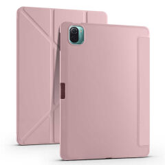 Xiaomi Mi Pad 5 Kılıf Tri Folding Kalem Bölmeli Standlı Kılıf Rose Gold