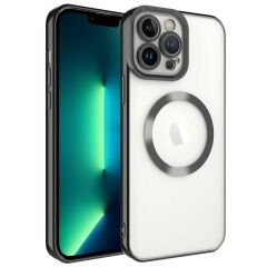 iPhone 13 Pro Max Kılıf Magsafe Wireless Şarj Özellikli Setro Silikon Siyah