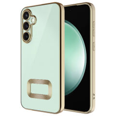 Samsung Galaxy A26 Logo Gösteren Parlak Kenarlı Kamera Lens Korumalı Şeffaf Omega Silikon Kapak