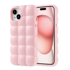 iPhone 15 Kılıf Parlak Esnek Silikon Dom Dom Kapak