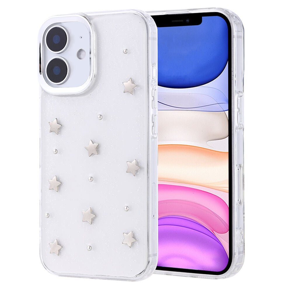 iPhone 11 Kılıf Airbag Tasarımlı Simli Şeffaf Kutup Kapak Yıldız