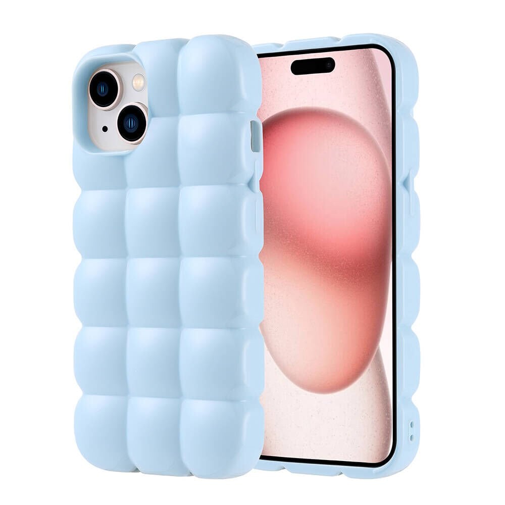 iPhone 15 Kılıf Parlak Esnek Silikon Dom Dom Kapak Mavi