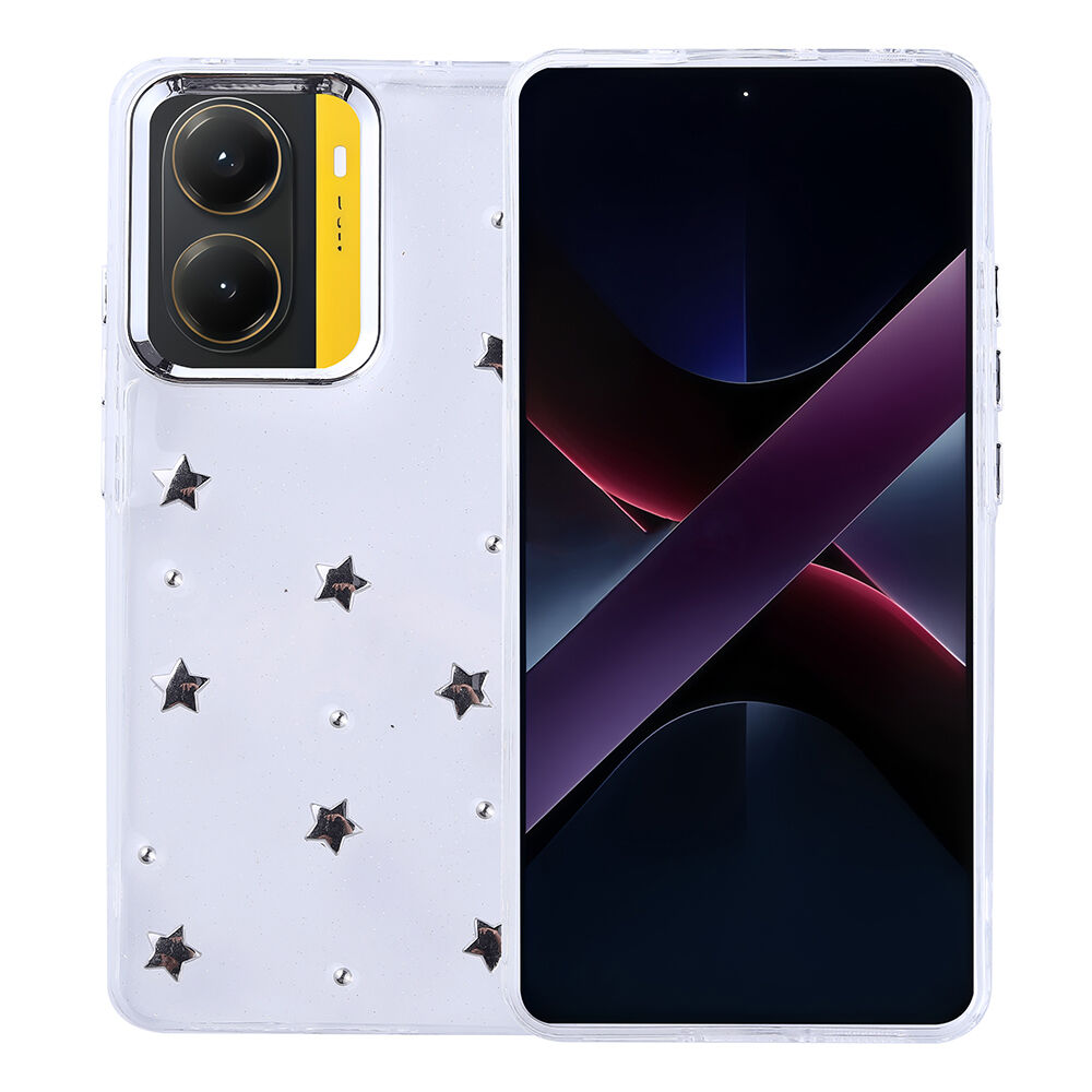 Xiaomi Poco X7 Pro Kılıf Airbag Tasarımlı Simli Şeffaf Kutup Kapak Yıldız