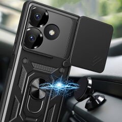 Xiaomi Redmi 13 4G Kılıf Magnetik Standlı Kamera Korumalı Sürgülü Vega Kapak