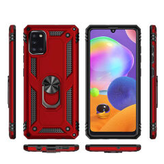Samsung Galaxy A31 Kılıf Vega Tank Sert Yüzüklü Standlı Zırh Koruma Kapak
