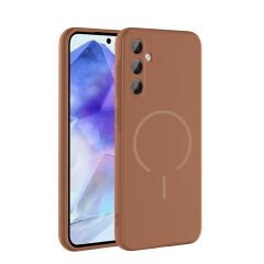 Samsung Galaxy A55 Kılıf Meta Lansman Magsafe Kamera Korumalı içi Kadife Yumuşak Renkli Süet Silikon