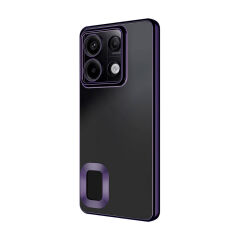 Xiaomi Redmi Note 13 Pro 4G Kılıf Tek Kamera Çerçeveli Logo Gösteren Omega Kapak Derin Mor