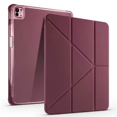 Apple iPad Air 13 2024 Kılıf Tri Folding Kalem Bölmeli Standlı Kılıf Lacivert