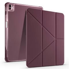 Apple iPad Air 13 2024 Kılıf Tri Folding Kalem Bölmeli Standlı Kılıf Kırmızı