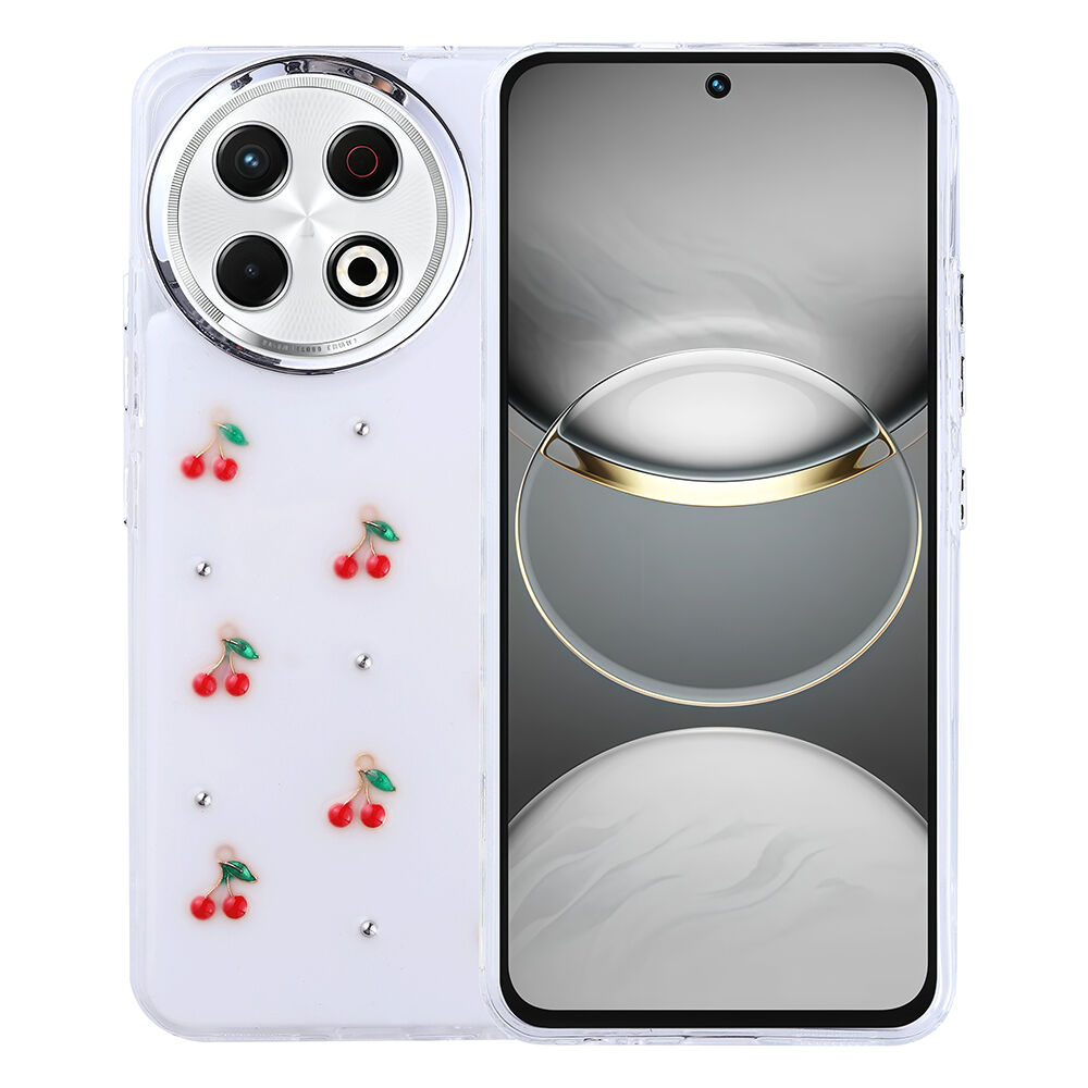Tecno Spark 30 Pro Kılıf Airbag Tasarımlı Simli Şeffaf Kutup Kapak Kiraz