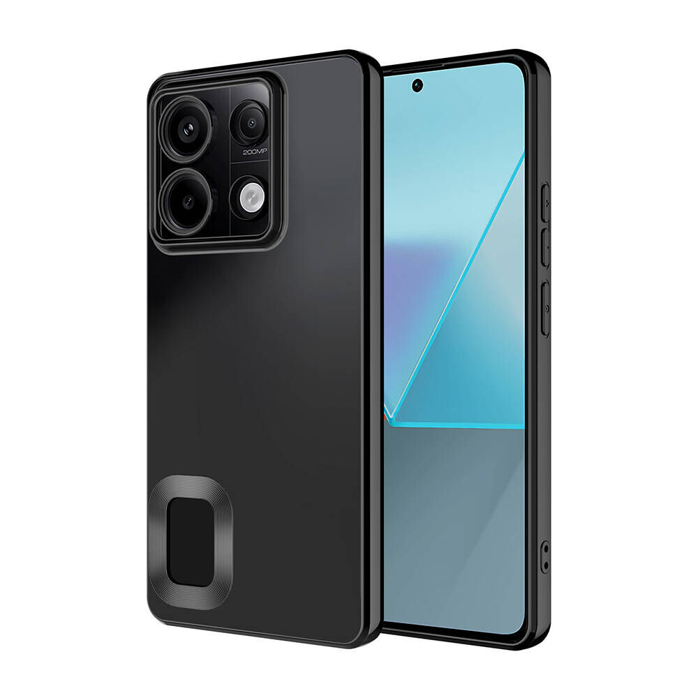 Xiaomi Redmi Note 13 Pro 4G Kılıf Tek Kamera Çerçeveli Logo Gösteren Omega Kapak Siyah