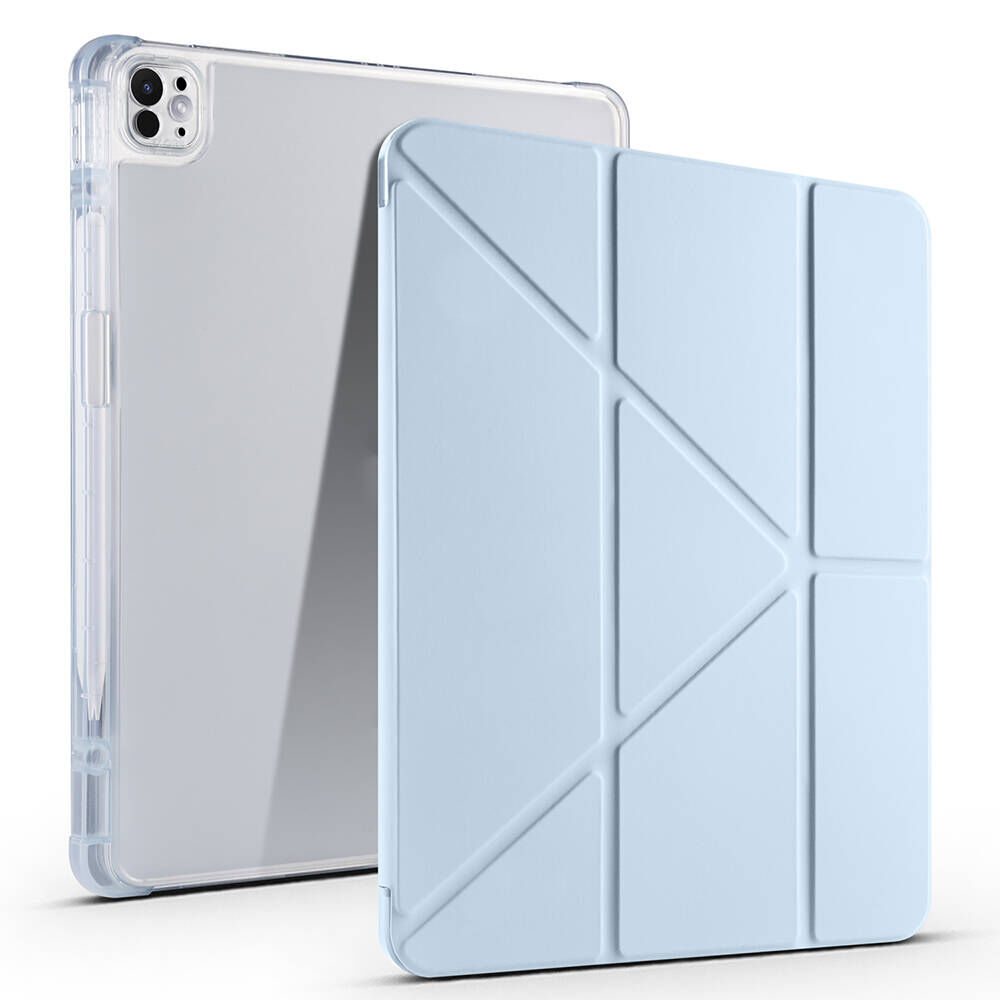Apple iPad Air 13 2024 Kılıf Tri Folding Kalem Bölmeli Standlı Kılıf Mavi