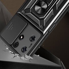 Tecno Spark 10 Pro Kılıf Magnetik Standlı Kamera Korumalı Sürgülü Vega Kapak