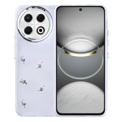 Tecno Spark 30 Pro Kılıf Airbag Tasarımlı Simli Şeffaf Kutup Kapak Lale