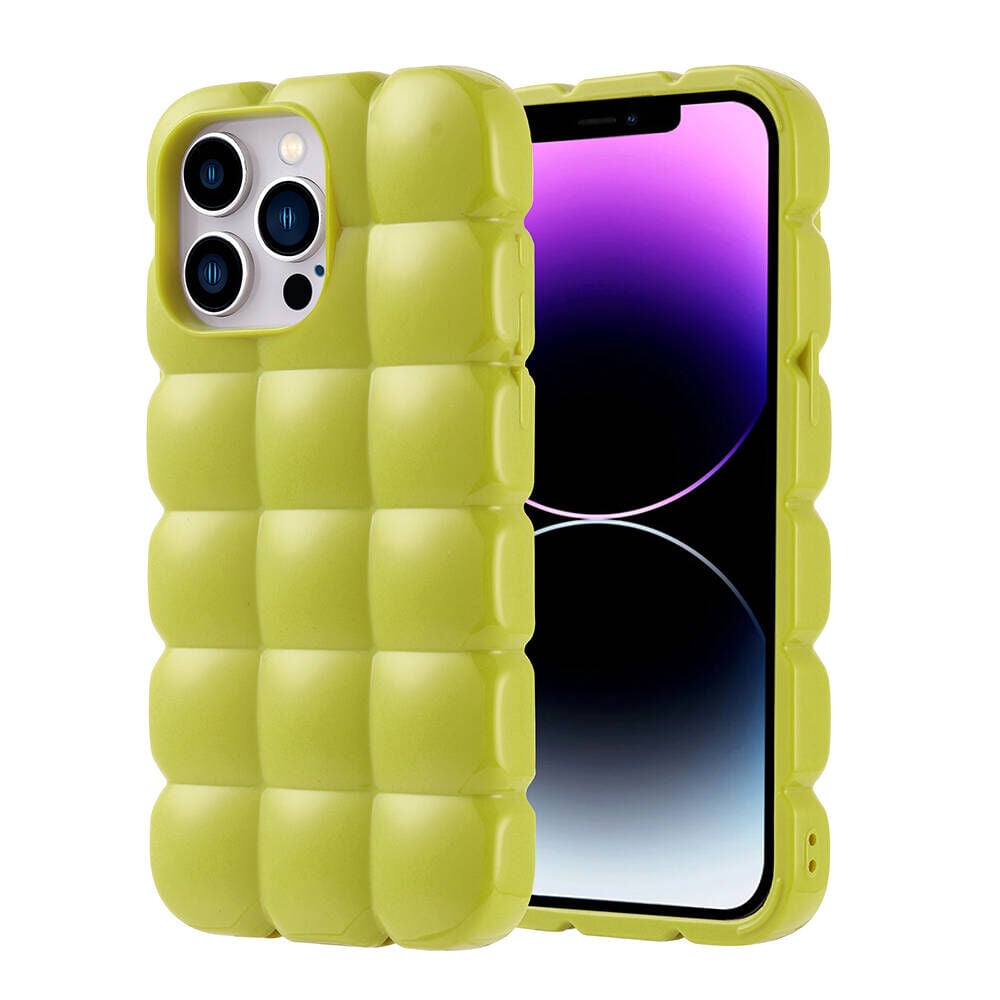 iPhone 14 Pro Max Kılıf Parlak Esnek Silikon Dom Dom Kapak Yeşil