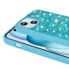 iPhone 15 Kılıf Parlak Taşlı Tasarım Linea Kapak Kılıf