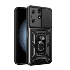 Tecno Spark 10 Pro Kılıf Magnetik Standlı Kamera Korumalı Sürgülü Vega Kapak Siyah