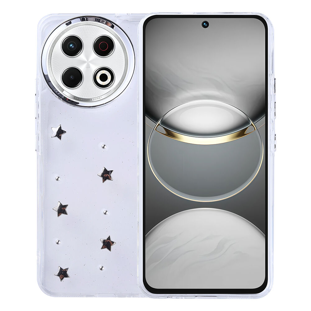 Tecno Spark 30 Pro Kılıf Airbag Tasarımlı Simli Şeffaf Kutup Kapak Yıldız