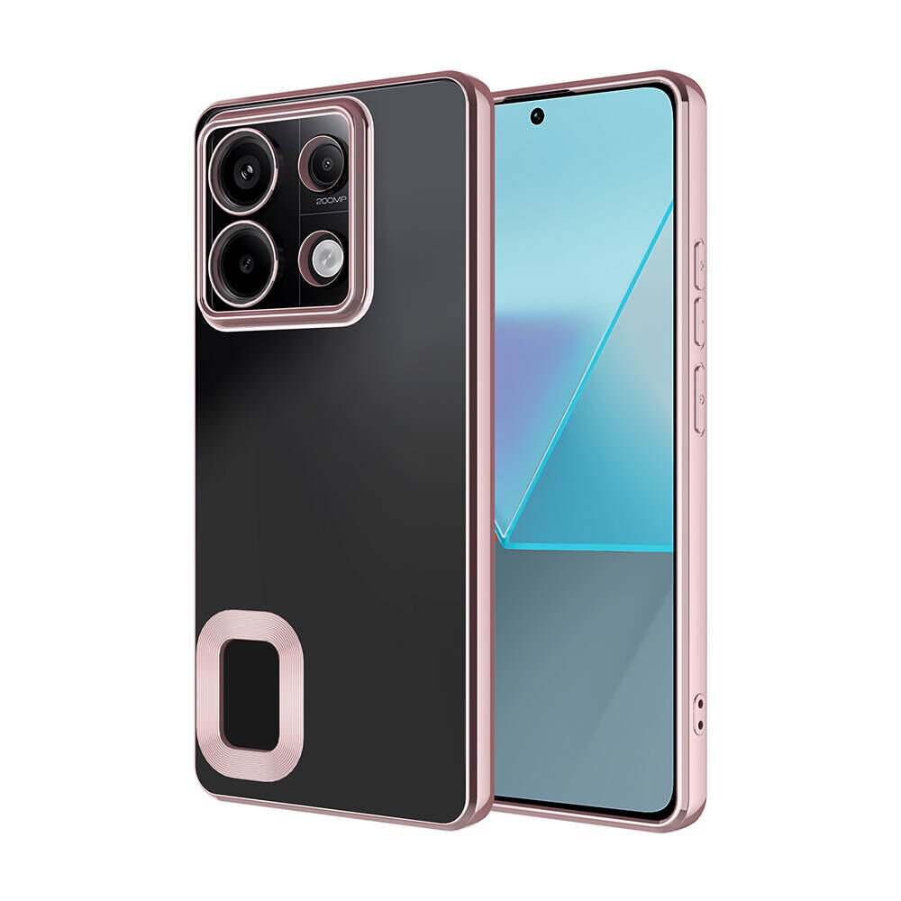 Xiaomi Redmi Note 13 Pro 4G Kılıf Tek Kamera Çerçeveli Logo Gösteren Omega Kapak Rose Gold
