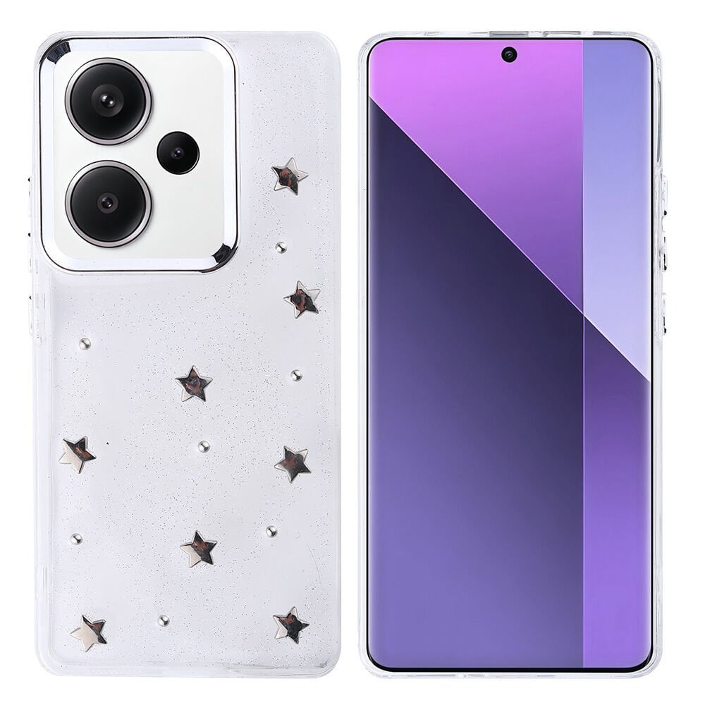 Xiaomi Redmi Note 13 Pro Plus 5G Kılıf Airbag Tasarımlı Simli Şeffaf Kutup Kapak Yıldız
