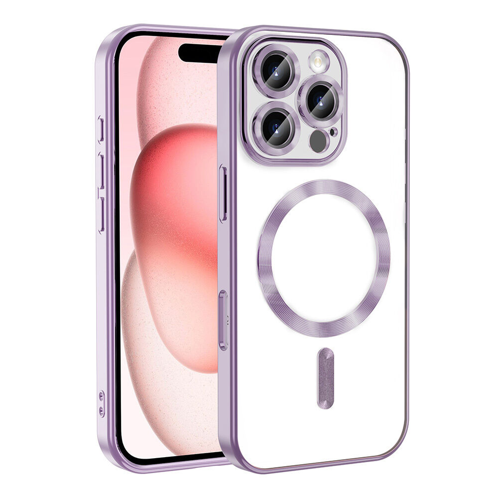 iPhone 16 Pro Max Kılıf Kamera Korumalı Kablosuz Wireless Şarj Özellikli Demre Kapak Lila