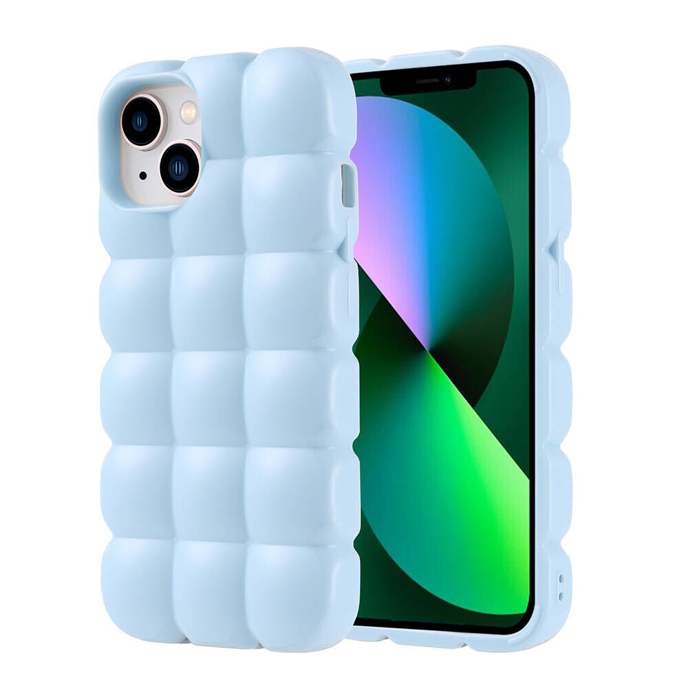 iPhone 13 Kılıf Parlak Esnek Silikon Dom Dom Kapak Mavi