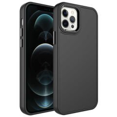 iPhone 14 Pro Kılıf Metal Çerçeve ve Buton Tasarımlı Sert Botox Kapak