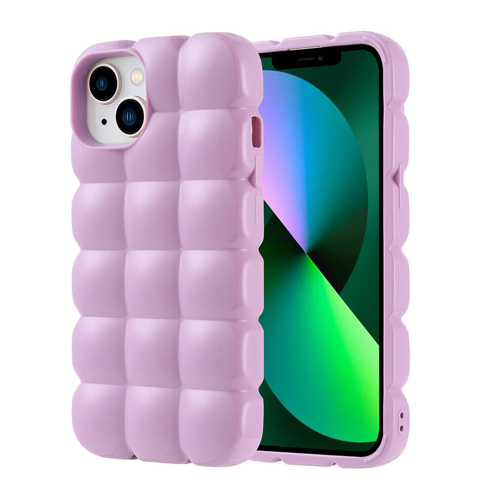 iPhone 13 Kılıf Parlak Esnek Silikon Dom Dom Kapak Lila