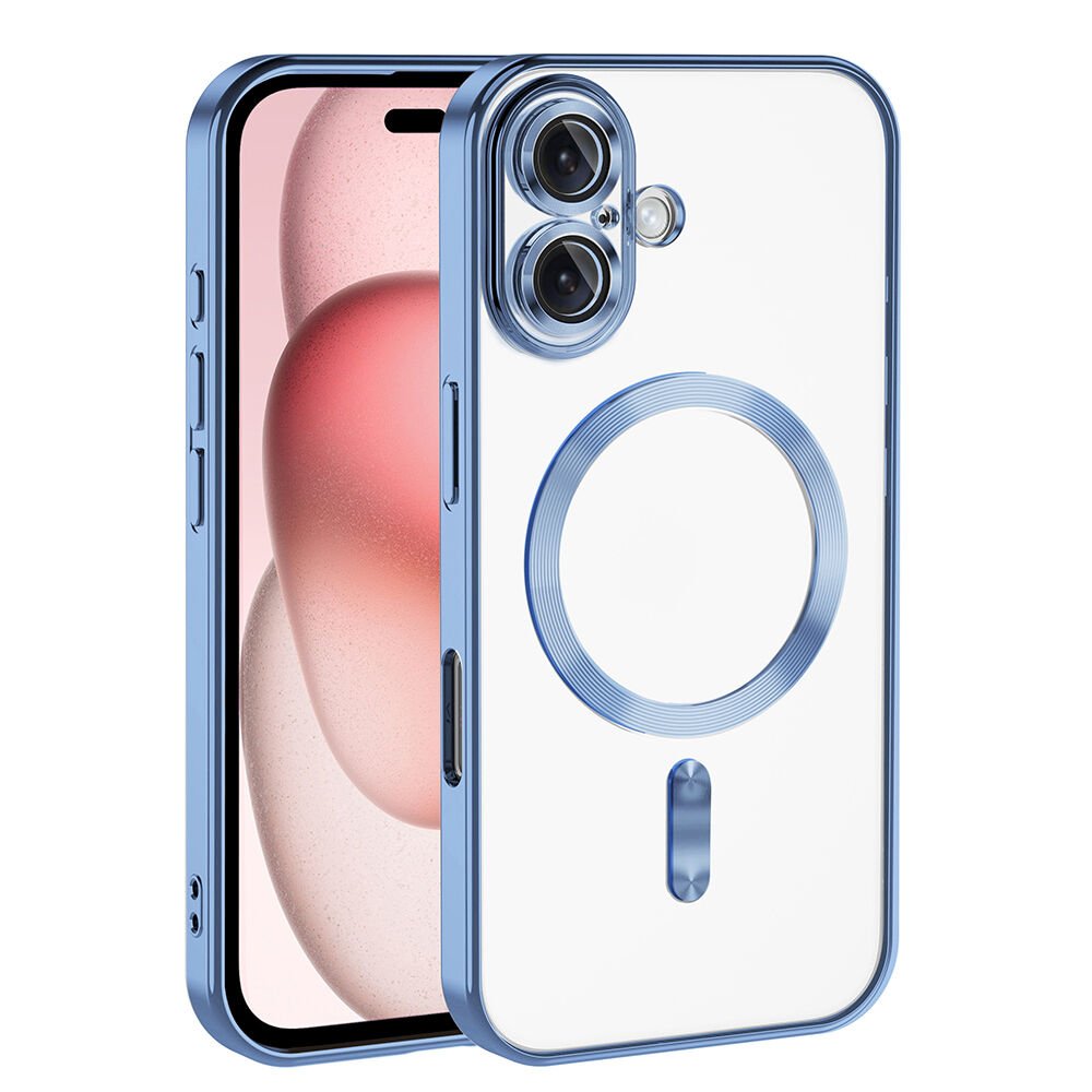 iPhone 16 Plus Kılıf Kamera Korumalı Kablosuz Wireless Şarj Özellikli Demre Kapak Sierra Mavi