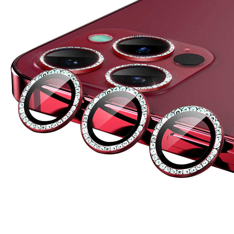 iPhone 13 Pro CL-06 Kamera Lens Koruyucu Kırmızı
