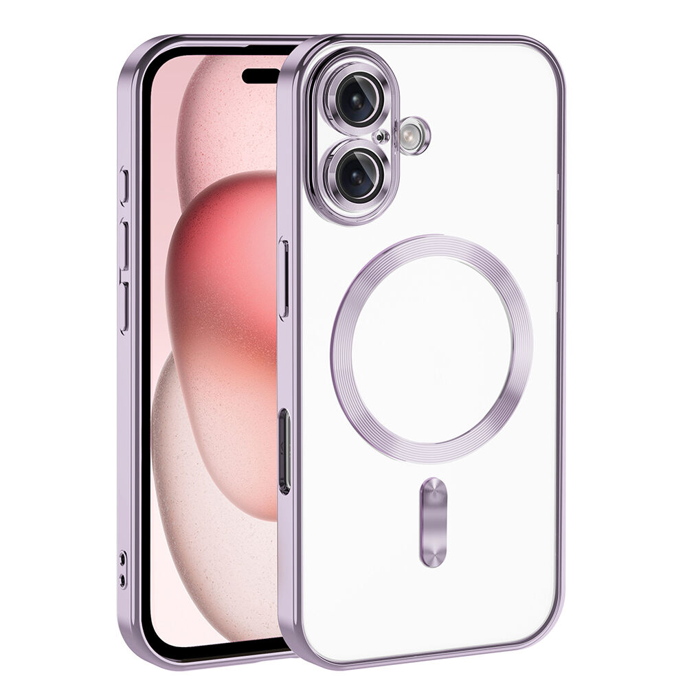 iPhone 16 Plus Kılıf Kamera Korumalı Kablosuz Wireless Şarj Özellikli Demre Kapak Lila