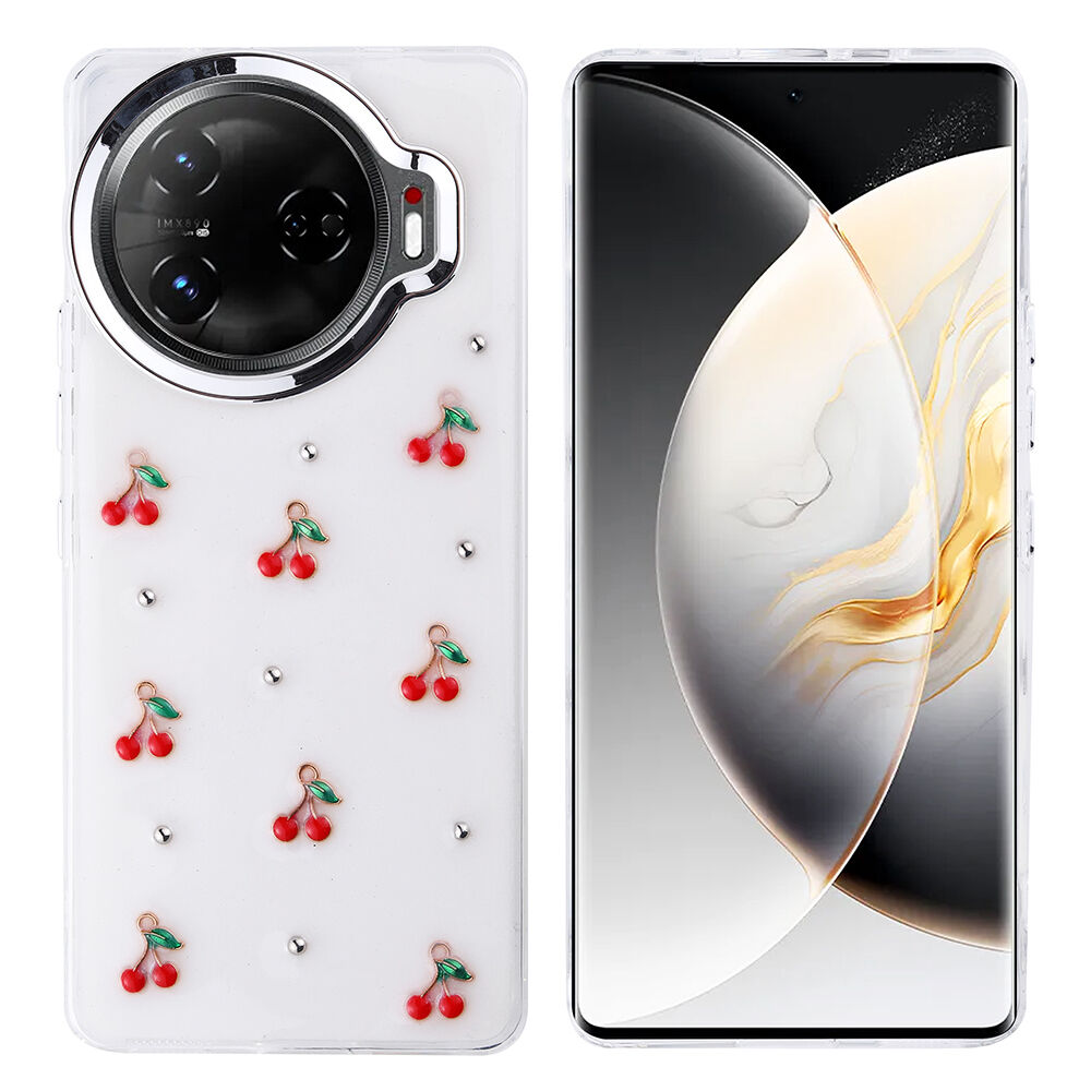 Tecno Camon 30 Pro 5G Kılıf Airbag Tasarımlı Simli Şeffaf Kutup Kapak Kiraz