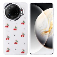 Tecno Camon 30 Pro 5G Kılıf Airbag Tasarımlı Simli Şeffaf Kutup Kapak Kiraz