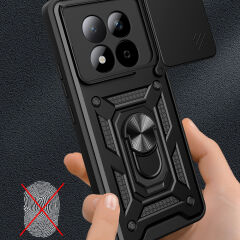 Xiaomi Redmi Note 15 Pro 4G Zırhlı Yüzüklü Standlı Sürgülü Kamera Korumalı Telefon Kılıfı