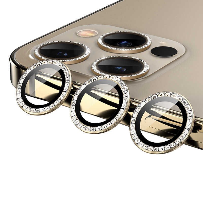 iPhone 12 Pro CL-06 Kamera Lens Koruyucu Gold