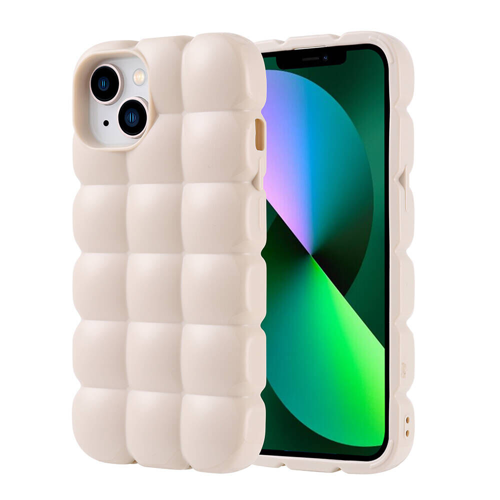 iPhone 13 Kılıf Parlak Esnek Silikon Dom Dom Kapak Beyaz