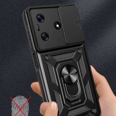 Tecno Spark 10 4G Kılıf Magnetik Standlı Kamera Korumalı Sürgülü Vega Kapak Kılıf