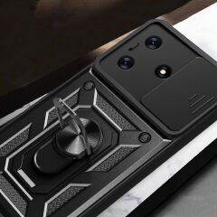 Tecno Spark 10 4G Kılıf Magnetik Standlı Kamera Korumalı Sürgülü Vega Kapak Kılıf