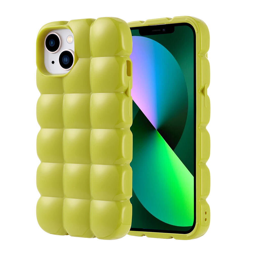iPhone 13 Kılıf Parlak Esnek Silikon Dom Dom Kapak Yeşil
