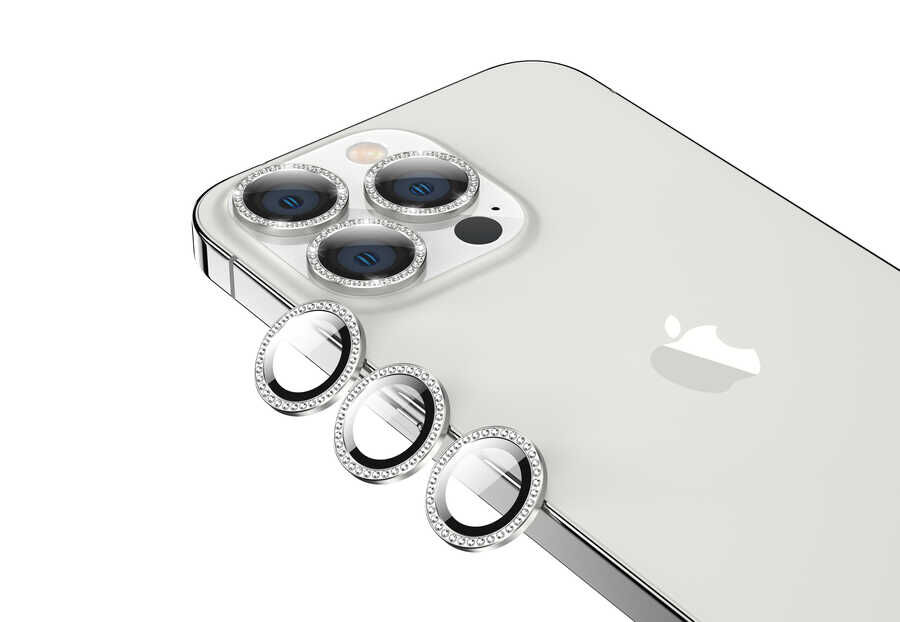iPhone 13 Pro CL-06 Kamera Lens Koruyucu Gümüş