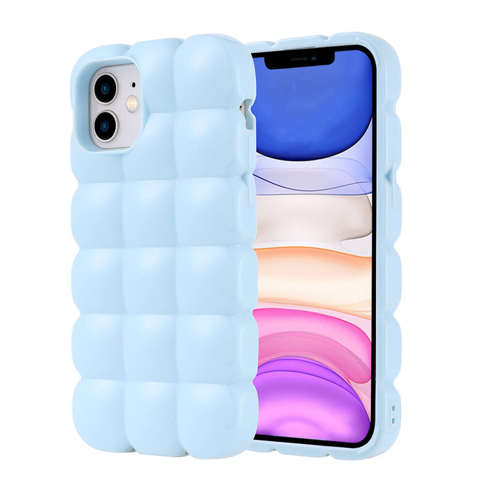iPhone 11 Kılıf Parlak Esnek Silikon Dom Dom Kapak Mavi