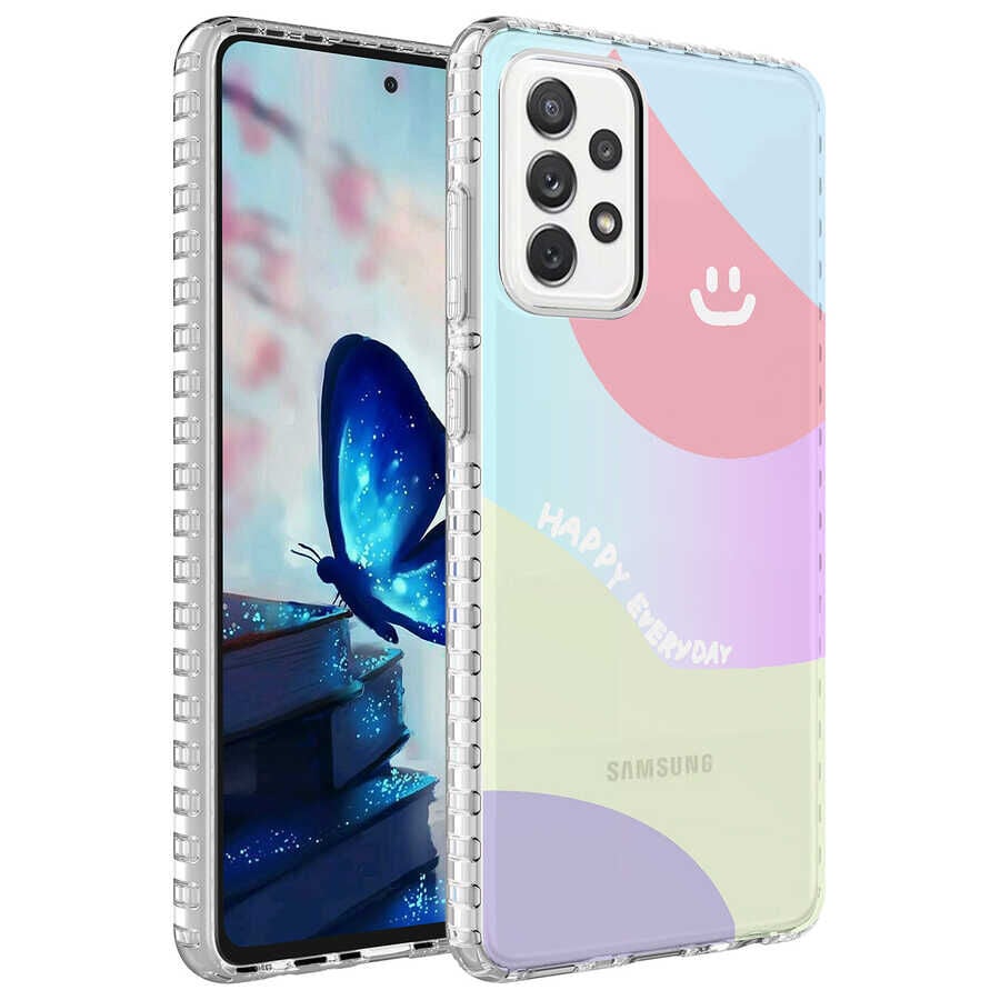 Samsung Galaxy A53 5G Airbag Kenarlı Renkli Desenli Silikon Elegans Kapak kılıf