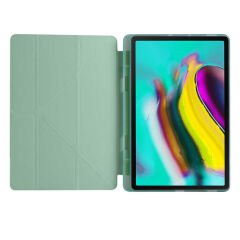 Samsung Galaxy Tab A7 10.4 T500 2020 Kılıf Tri Folding Kalem Bölmeli Standlı Kılıf Lacivert