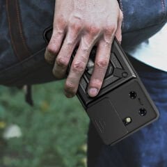 Tecno Pova 5 Kılıf Magnetik Standlı Kamera Korumalı Sürgülü Vega Kapak Siyah