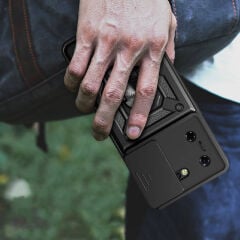 Tecno Pova 5 Kılıf Magnetik Standlı Kamera Korumalı Sürgülü Vega Kapak Siyah