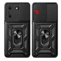 Tecno Pova 5 Kılıf Magnetik Standlı Kamera Korumalı Sürgülü Vega Kapak Siyah