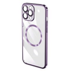 iPhone 14 Pro Kılıf Wireless Şarj Özellikli Sert PC Riksos Magsafe Kapak Rose Gold