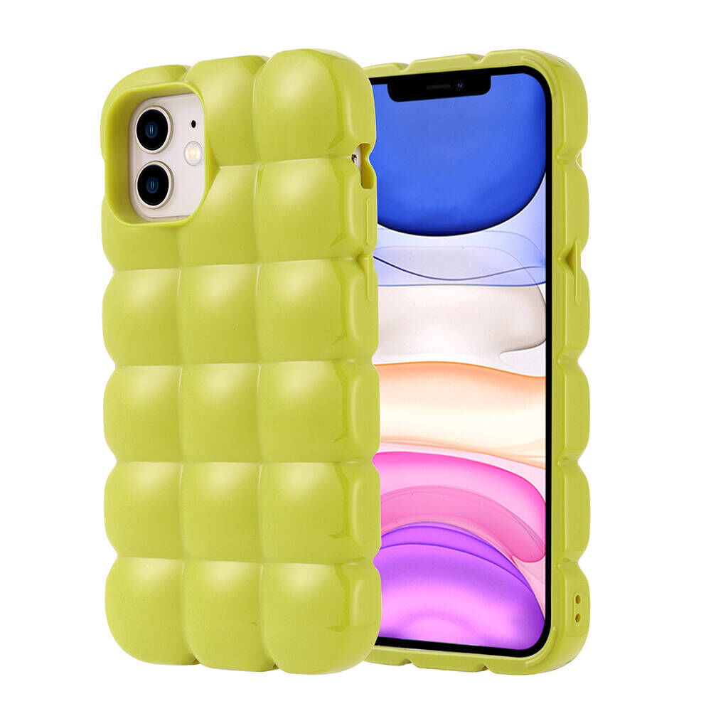 iPhone 11 Kılıf Parlak Esnek Silikon Dom Dom Kapak Yeşil
