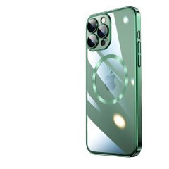 iPhone 14 Pro Kılıf Wireless Şarj Özellikli Sert PC Riksos Magsafe Kapak Koyu Yeşil